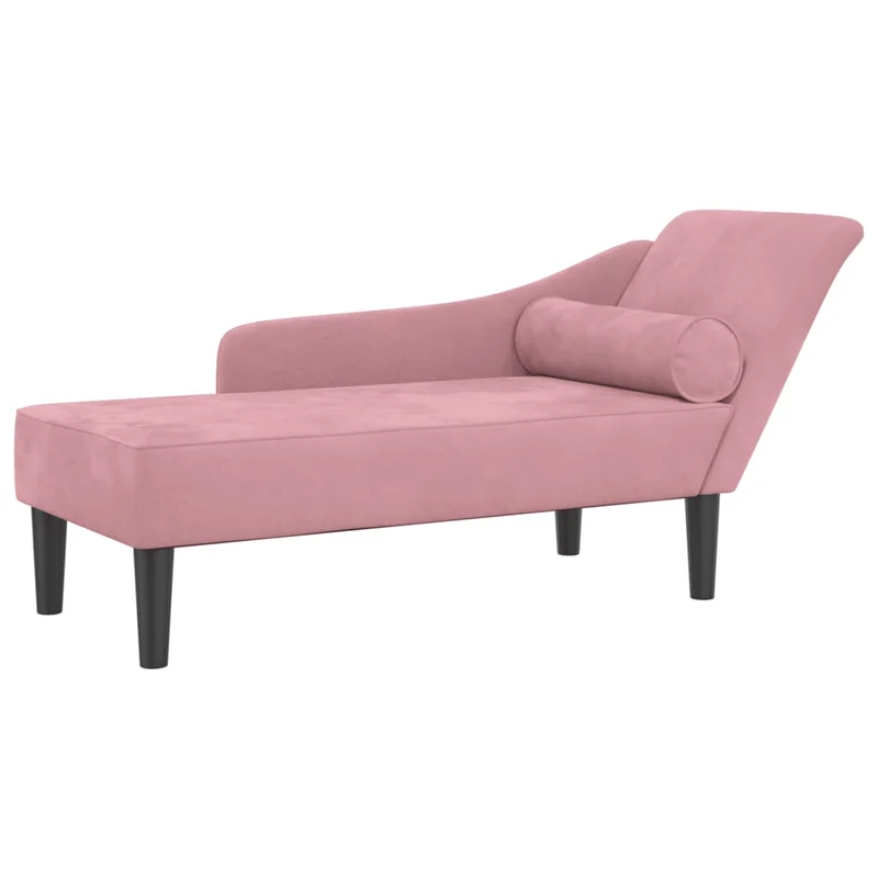 Méridienne chaise longue pour intérieur avec coussins en velours rose DEC026093