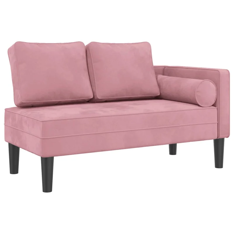 Méridienne chaise longue pour intérieur avec coussins en velours rose DEC026094
