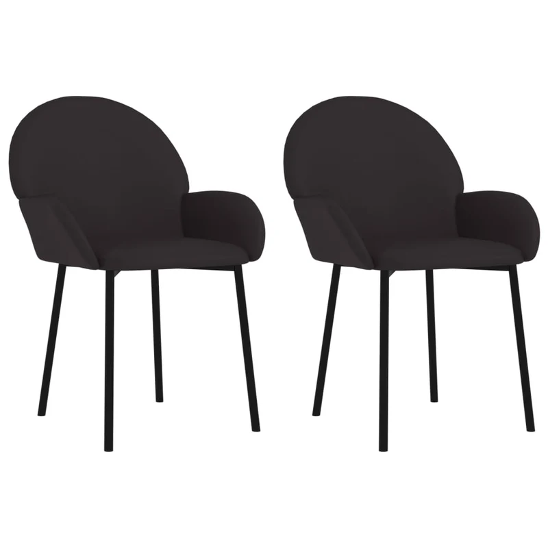 Set de 2 chaises de salle à manger en PVC noir et métal DEC025556