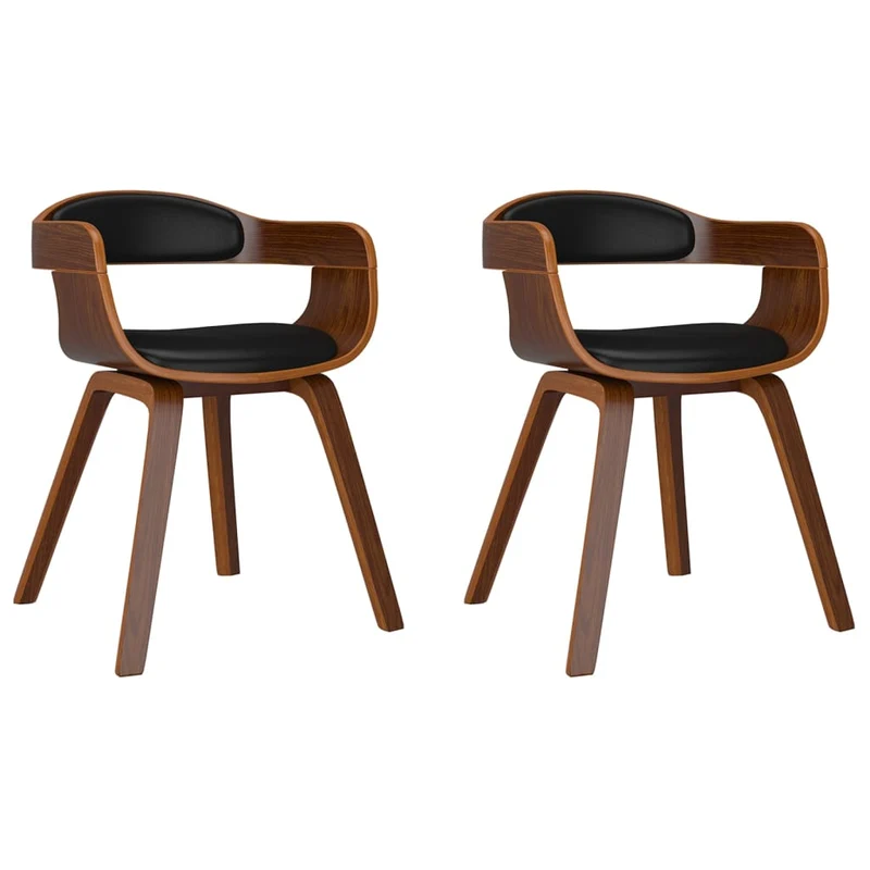 Set de 2 chaises de salle à manger en bois courbé et PVC noir DEC025547