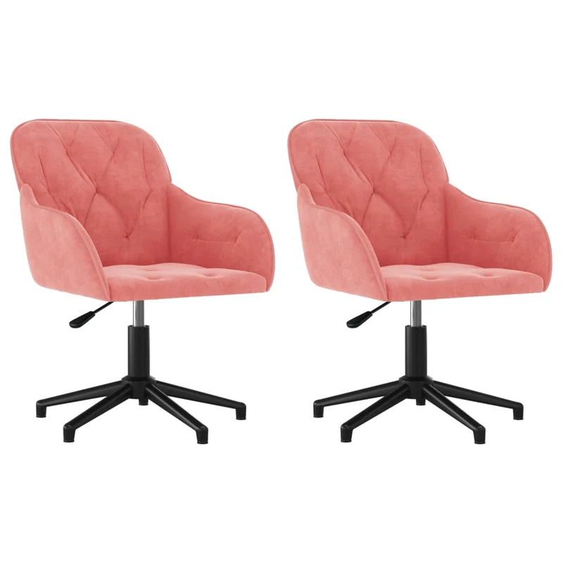 Lot de 2 chaises de salle à manger siège pivotant hauteur réglable en velours rose et métal DEC025299