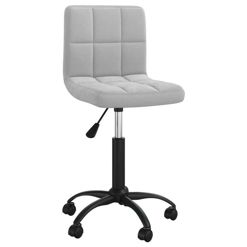 Chaise de bureau tabouret de travail sur roulettes hauteur réglable en velours gris clair et acier DEC025083