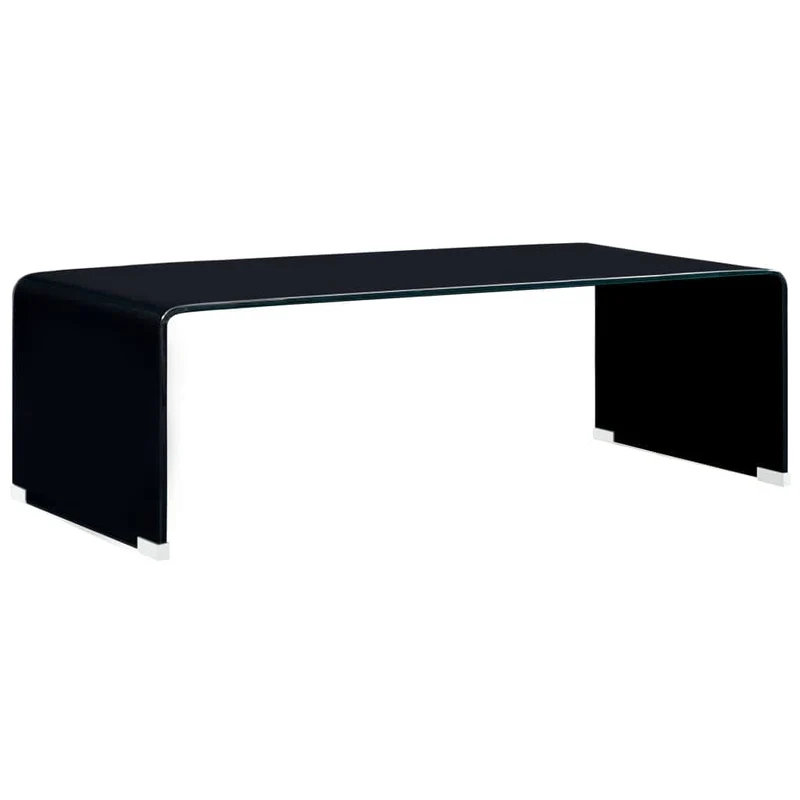Table basse design moderne et contemporaine 98 x 45 x 31 cm Verre trempé noir DEC039866