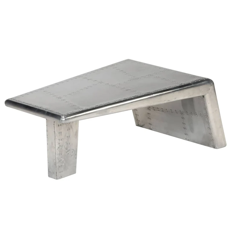 Table basse de salon design moderne Aviator Style d'avion vintage Aluminium Argent DEC037765