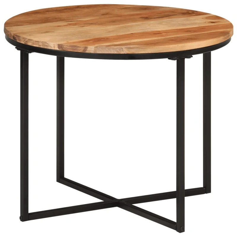 Table basse de salon design moderne 55 x 55 x 45 cm bois massif acacia et fer marron DEC037092