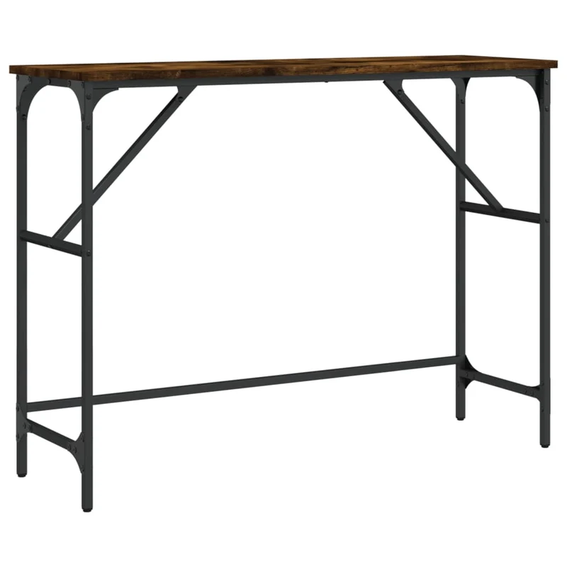 Table console style industriel 100 x 32 x 75 cm bois d'ingénierie marron et métal DEC031762