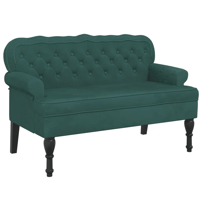 Banc canapé avec dossier capitonné accoudoirs 119,5 x 64,5 x 75 cm en velours vert foncé DEC024661