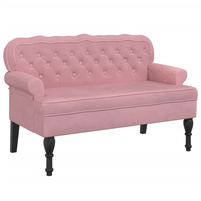 Banc canapé avec dossier capitonné accoudoirs 119,5 x 64,5 x 75 cm en velours rose DEC024658