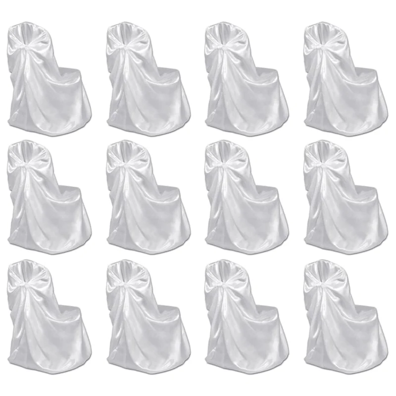 Housses de chaise pour banquet de mariage 12 pièces Blanc DEC022527