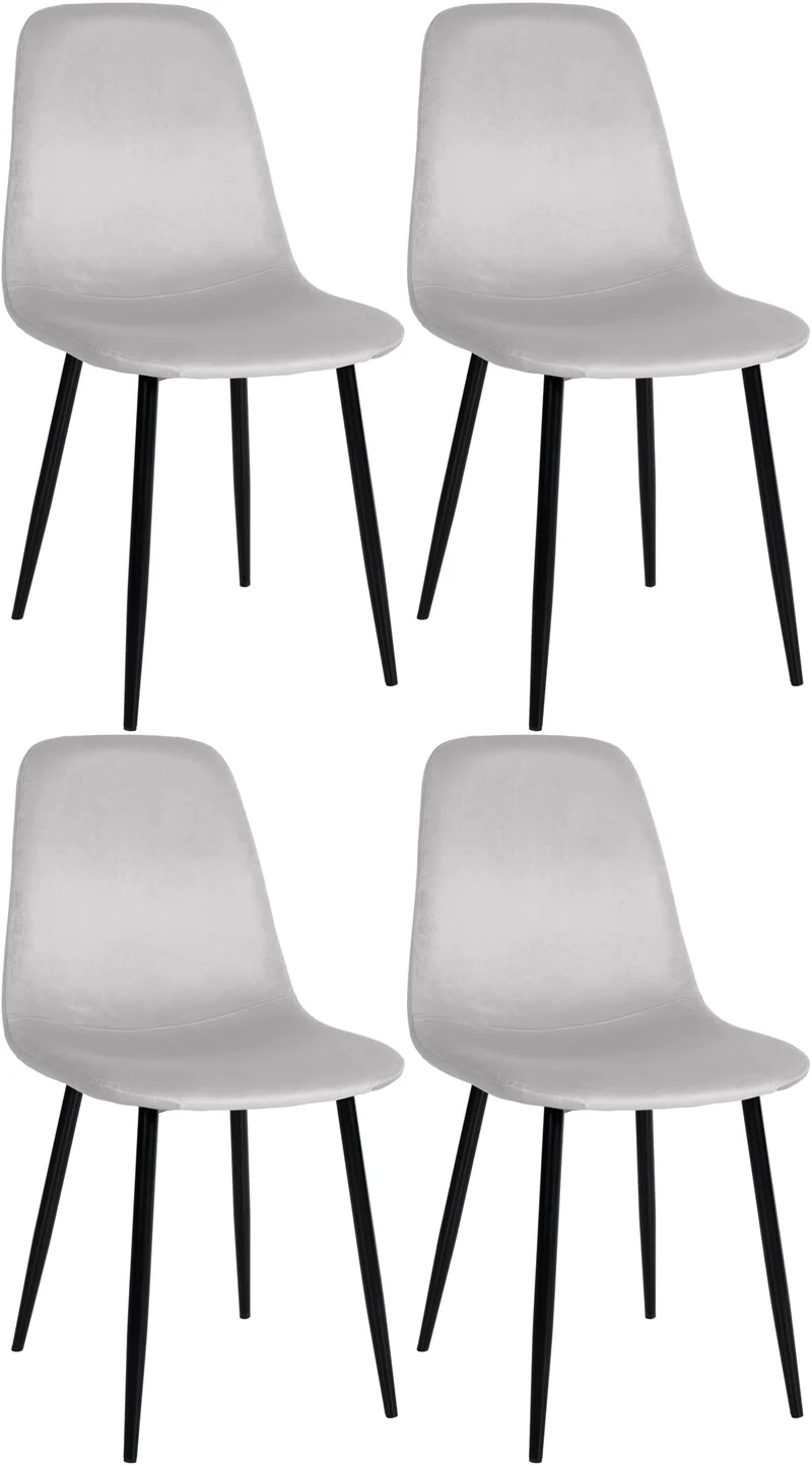 Lot de 4 chaises de salle à manger design simple avec pieds en métal noir et assise en tissu crème 10_0001833