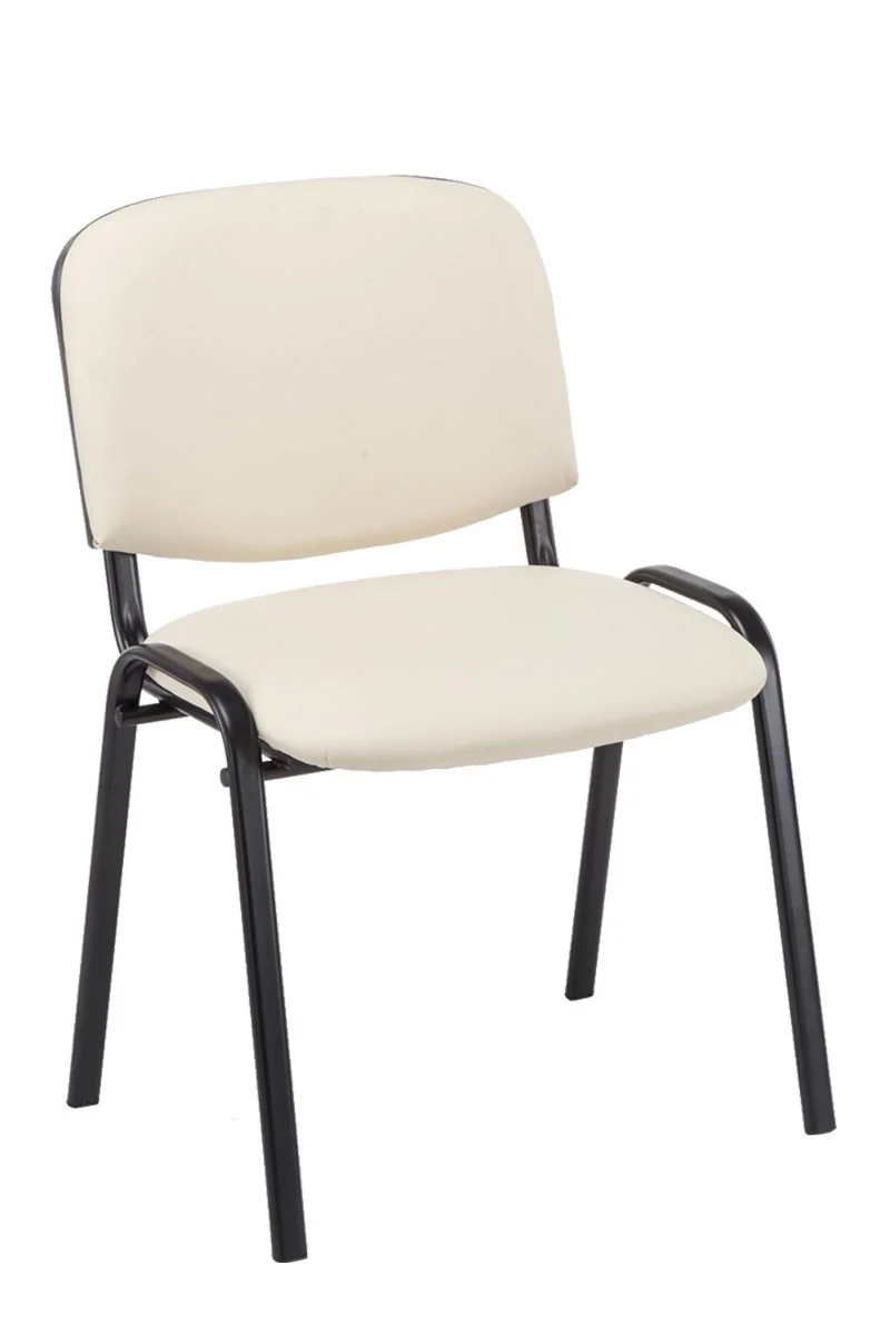 Chaise visiteur assise rembourrée en synthétique crème BUR10072