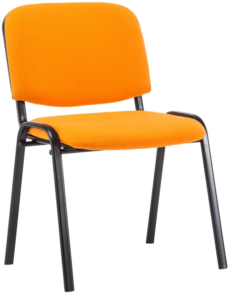 Chaise visiteur empilable zone d'attente en tissu orange piètement à 4 pieds en métal noir 10_0003403
