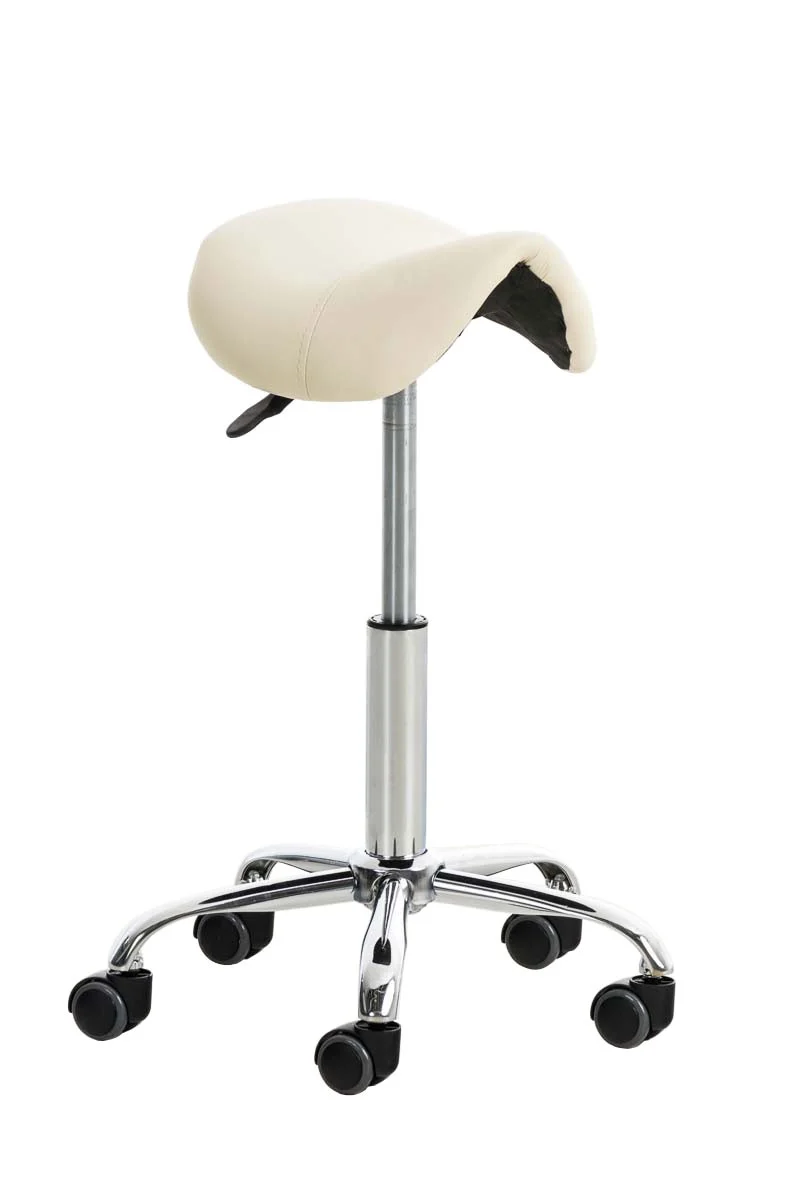 Tabouret de travail avec roulette en synthétique crème TABO10011