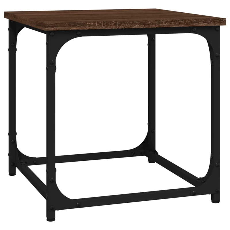 Table d'appoint style industriel 40 x 40 x 40 cm bois d'ingénierie marron et acier DEC040271