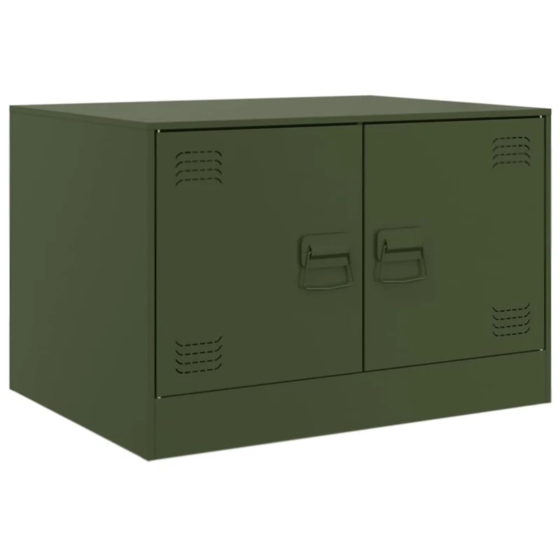 Table basse avec deux portes 67 x 50 x 44 cm acier vert DEC040197