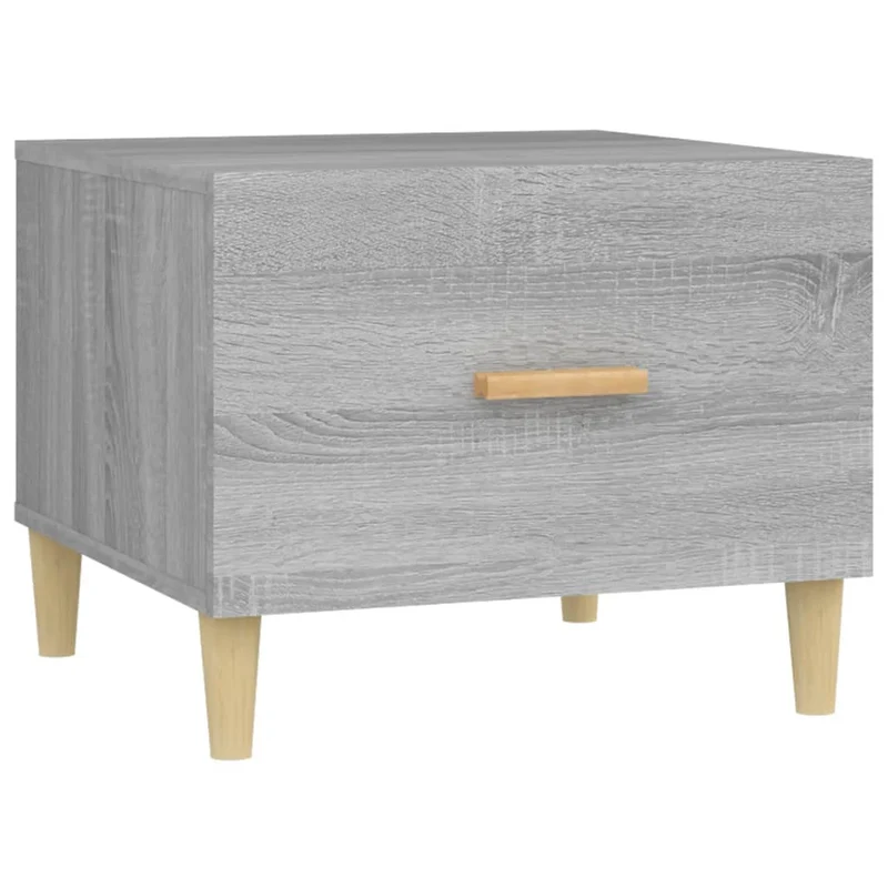 Table basse d'appoint avec tiroir 50 x 50 x 40 cm bois d'ingénierie gris DEC040032