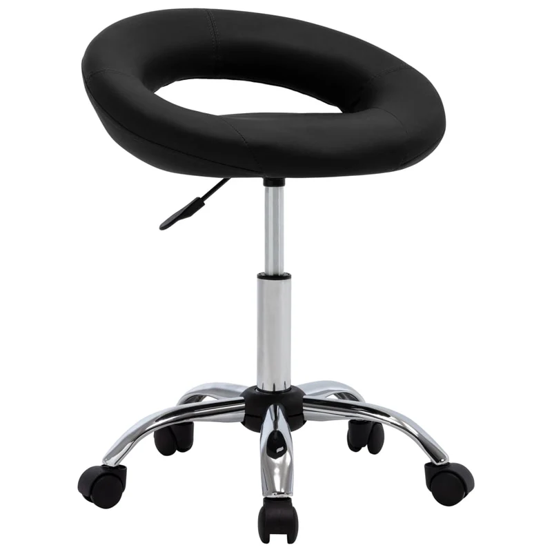 Chaise tabouret sur roulettes pivotant hauteur réglable en PVC noir DEC025150
