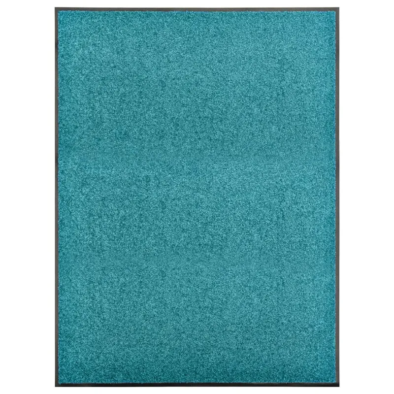 Paillasson lavable 90 x 120 cm polyamide turquoise et PVC antidérapant DEC040616