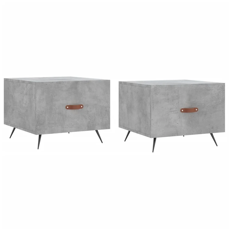 Lot de 2 tables de chevets avec tiroir 50 x 50 x 40 cm bois d'ingénierie gris et fer DEC040408