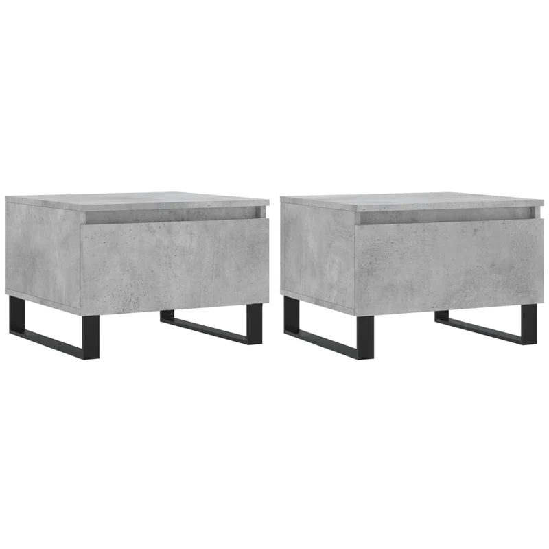 Lot de 2 tables basses d'appoint chevet avec tiroir 50 x 46 x 35 cm bois d'ingénierie gris et métal DEC040396