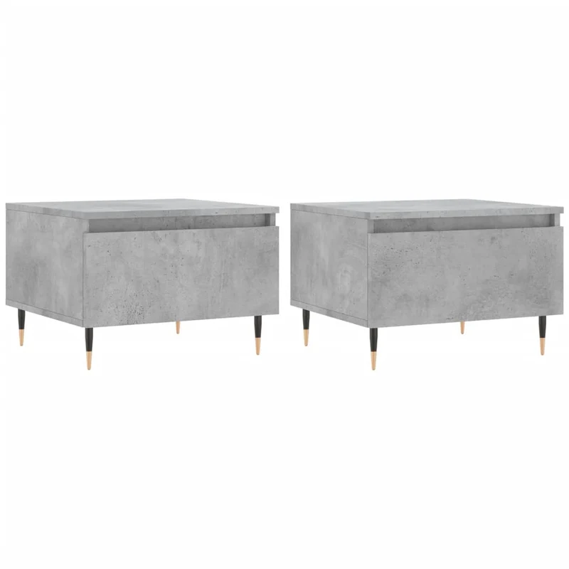 Lot de 2 tables basses d'appoint avec tiroir 50 x 46 x 35 cm bois d'ingénierie gris et métal DEC040395