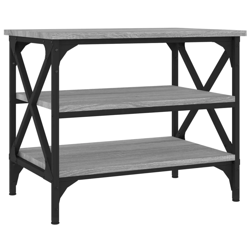 Table d'appoint avec étagère style industriel 55 x 38 x 45 cm bois d'ingénierie gris et fer DEC040303