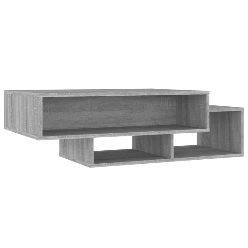 Table basse avec 3 compartiments 105 x 55 x 32 cm bois d'ingénierie gris DEC040004