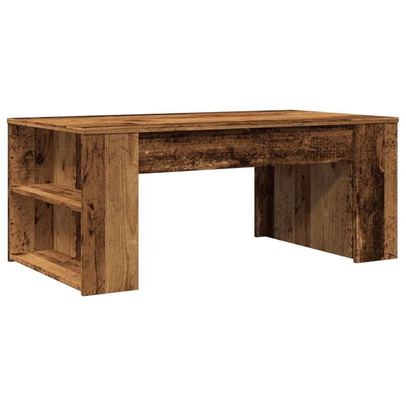 Table basse avec étagères 102 x 55 x 42 cm bois d'ingénierie couleur marron DEC040206