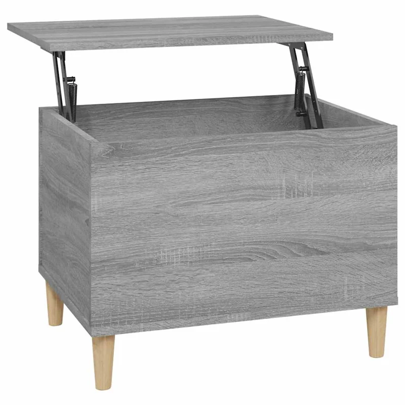 Table basse avec dessus relevable 60 x 44,5 x 45 cm bois d'ingénierie gris DEC040054