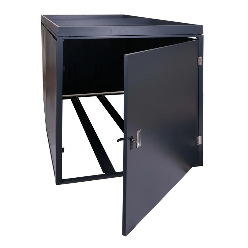 Garage 2 vélos avec jardinière verrouillable en acier galvanisé 125x113x208cm anthracite 04_0006955