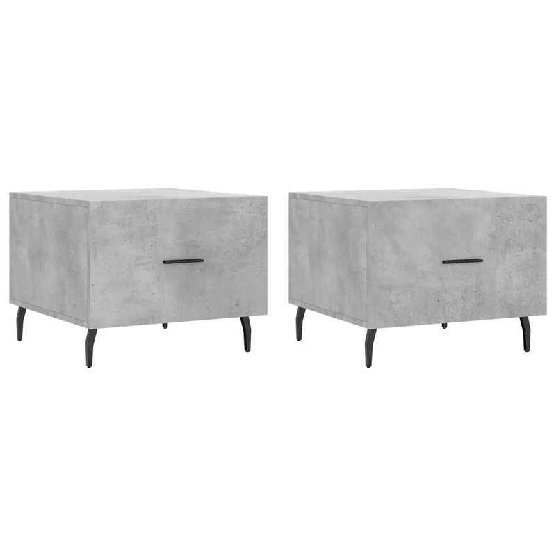 Lot de 2 tables d'appoint chevet avec tiroir 2 50 x 50 x 40 cm bois d'ingénierie gris et fer DEC040400
