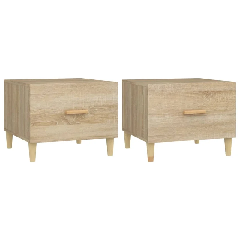 Lot de 2 tables de chevets avec tiroir 50 x 50 x 40 cm bois d'ingénierie couleur chêne DEC040383