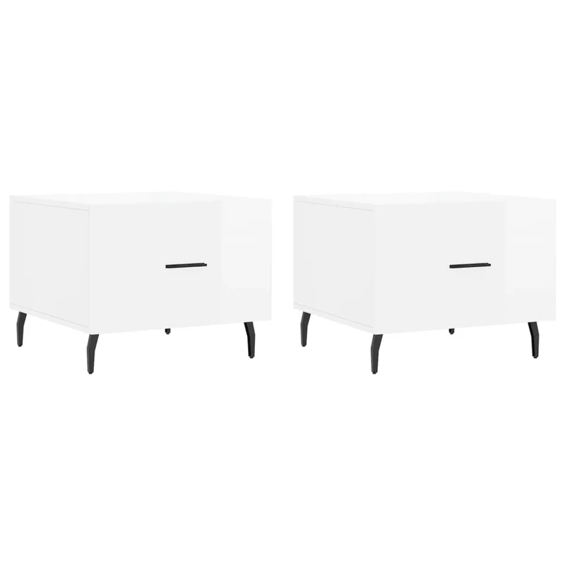 Lot de 2 tables de chevets avec tiroir 50 x 50 x 40cm bois d'ingénierie blanc et fer DEC040333