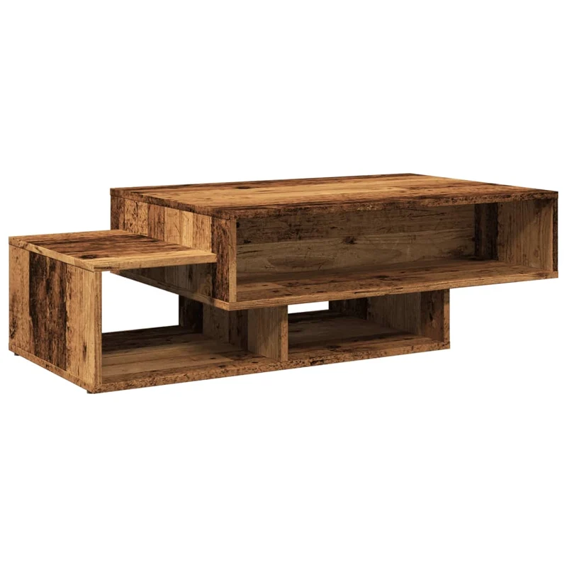 Table basse avec 3 compartiments 105 x 55 x 32 cm bois d'ingénierie marron style vieilli DEC040207