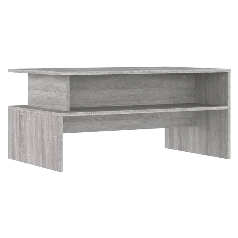 Table basse avec étagère 90 x 55 x 42,5 cm bois d'ingénierie gris DEC040158
