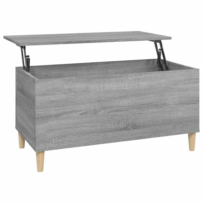 Table basse avec plateau relevable 90 x 44,5 x 45 cm bois d'ingénierie gris DEC040115