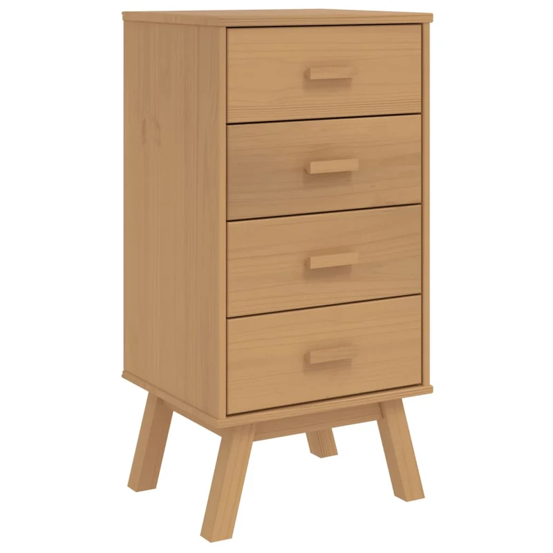 Table de chevet avec 4 tiroirs 45 x 39 x 90 cm en bois de pin marron DEC034537