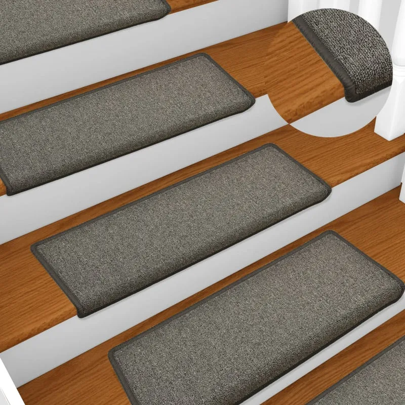 Tapis d'escalier 15 pièces 65x25 cm Gris foncé DEC023811