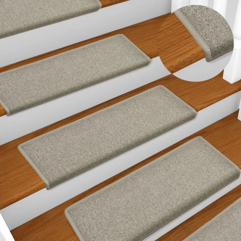 Tapis d'escalier 15 pièces 65x25 cm Gris clair DEC023813