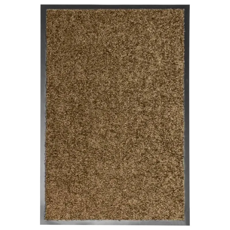 Paillasson lavable 40 x 60 cm PVC antidérapant et polyamide marron DEC040619