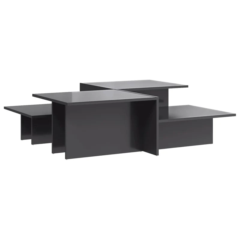 Lot de 2 tables basses 111,5 x 50 x 33 cm en bois d'ingénierie gris brillant DEC040393