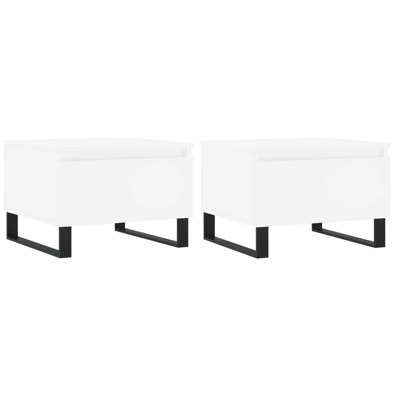 Lo de 2 tables basses d'appoint avec tiroir 50 x 46 x 35 cm bois d'ingénierie blanc et métal DEC040306