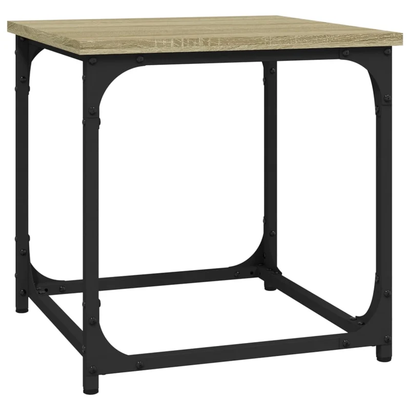 Table d'appoint bout de canapé style industriel 40 x 40 x 40 cm bois d'ingénierie couleur chêne et acier DEC040276