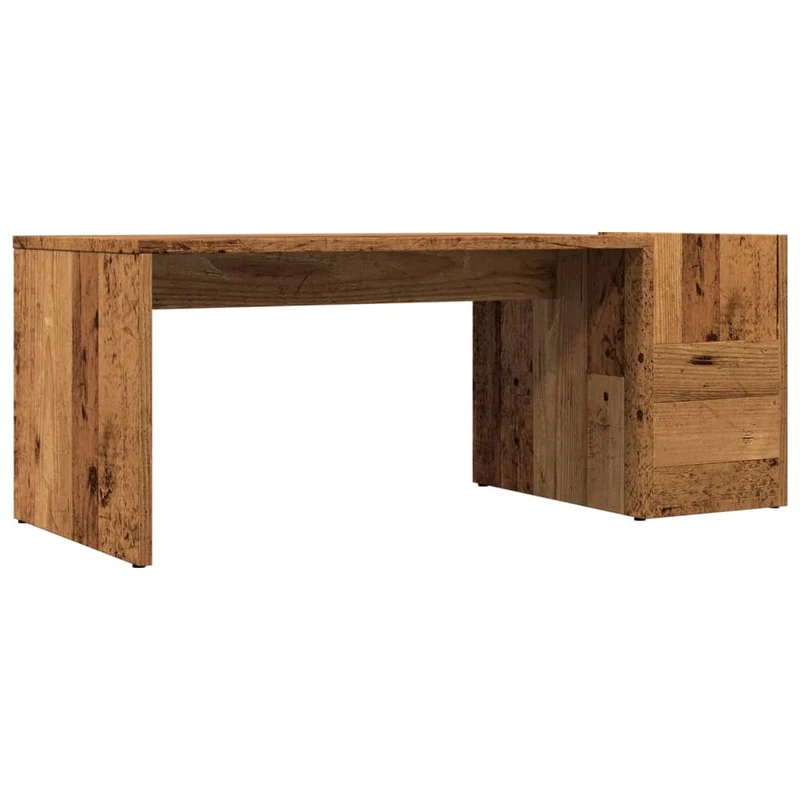 Table basse design rustique et moderne 90 x 45 x 35 cm bois d'ingénierie marron effet vieilli DEC040211