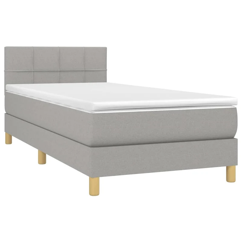 Cadre de lit LED avec sommier tête de lit matelas 90x190cm tissu gris clair TDL0209485