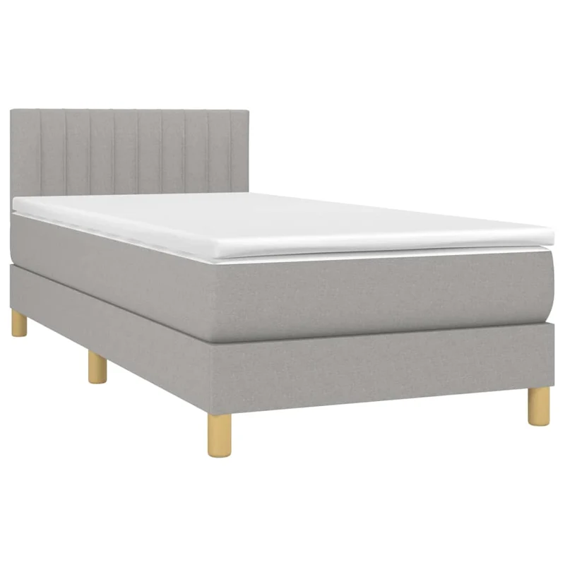 Cadre de lit LED avec sommier tête de lit matelas 90x190cm tissu gris clair TDL0209475