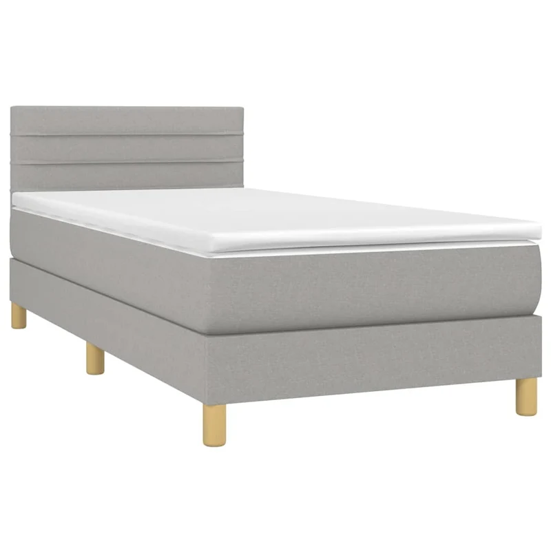 Cadre de lit LED avec sommier tête de lit matelas 90x190cm tissu gris clair TDL0209474