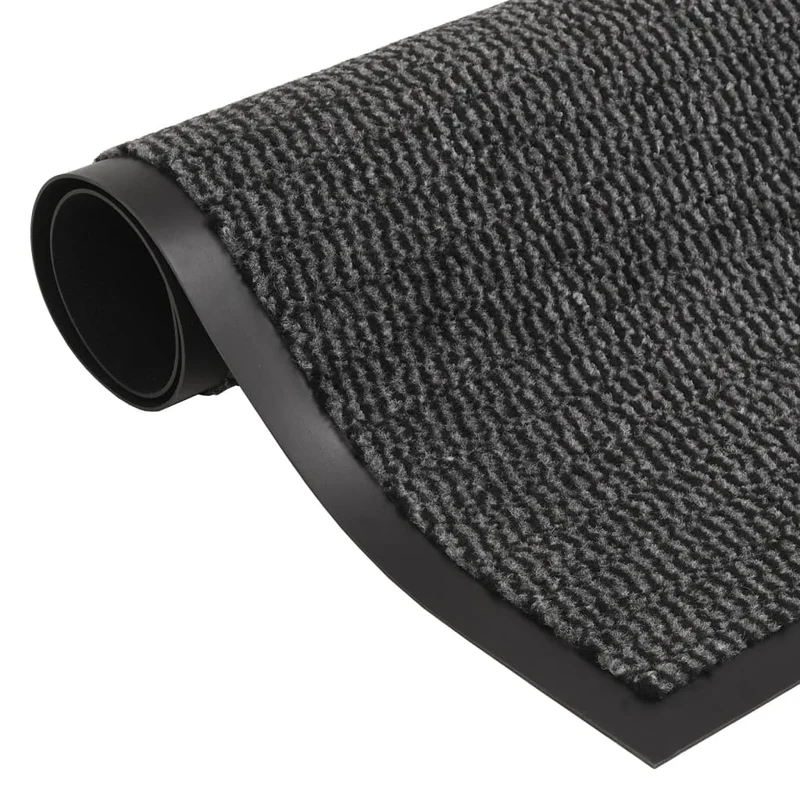 Paillasson touffeté 60 x 180 cm PP anthracite et caoutchouc antidérapant DEC040670