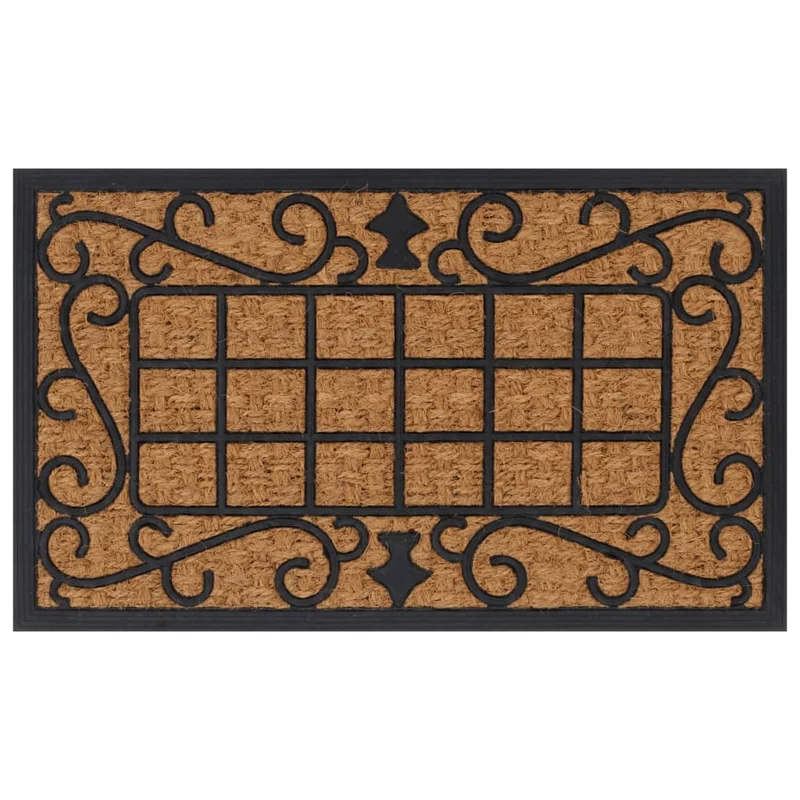 Paillasson rectangulaire 45 x 75 cm caoutchouc et fibre de coco marron DEC040653