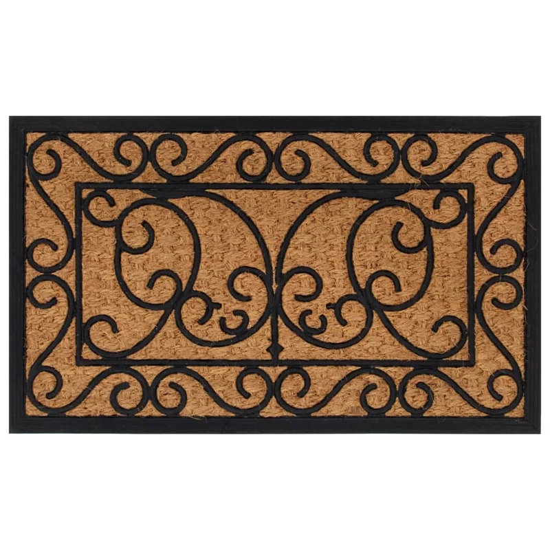 Paillasson rectangulaire 45 x 75 cm caoutchouc et fibre de coco marron DEC040652